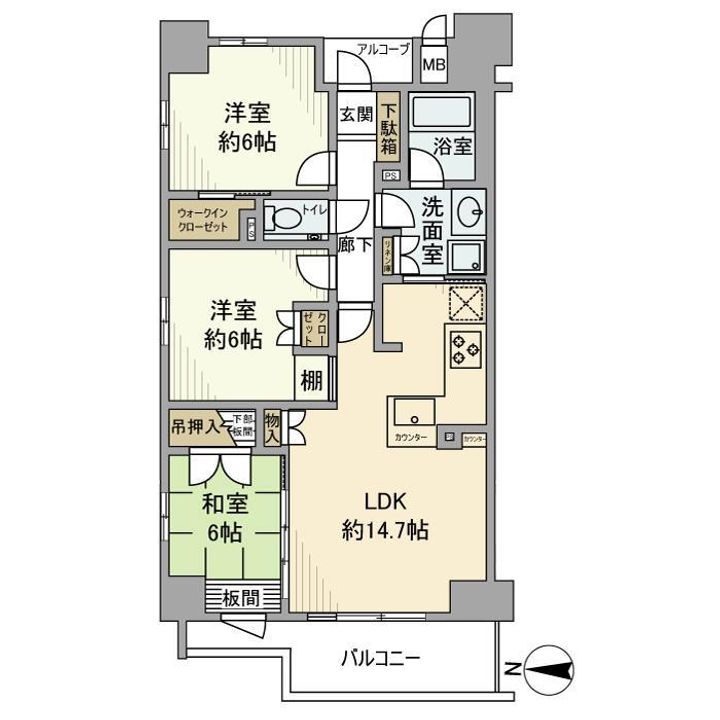 京都府京都市中京区扇屋町の賃貸マンションの間取り