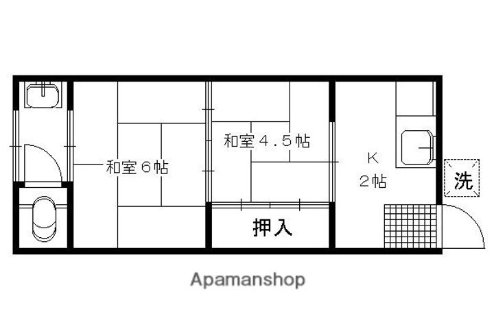 京都府京都市左京区北白川上別当町の賃貸アパートの間取り