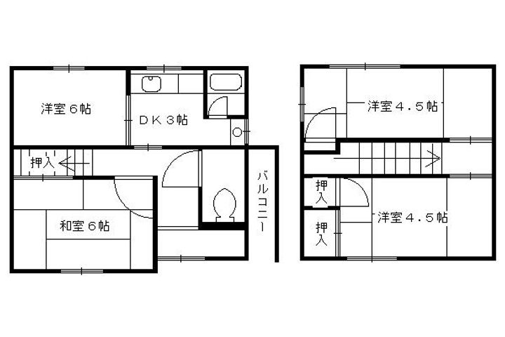 京都府長岡京市友岡4丁目(一戸建)の賃貸物件戸建ての間取り