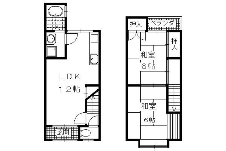 京都府京都市西京区上桂前田町(一戸建)の賃貸物件戸建ての間取り