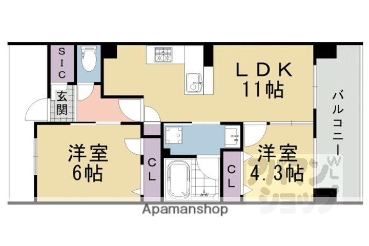 プレサンスロジェ洛西口ザ・レジデンス902の間取り