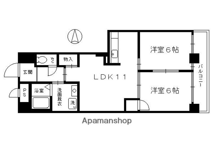 京都府京都市下京区七条御所ノ内北町の賃貸マンションの間取り