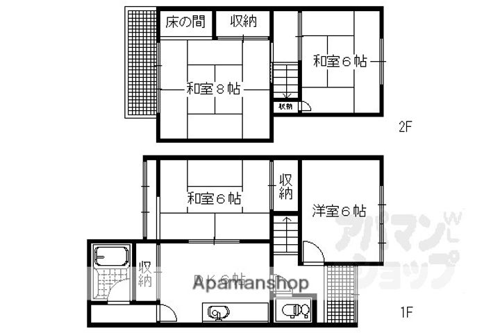 京都府京都市左京区北白川仕伏町(一戸建)の賃貸物件戸建ての間取り