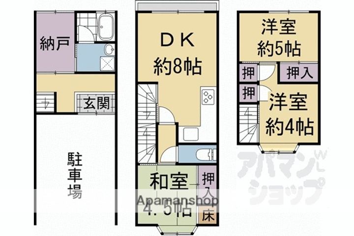 京都府京都市北区上賀茂中ノ坂町(一戸建)の賃貸物件戸建ての間取り