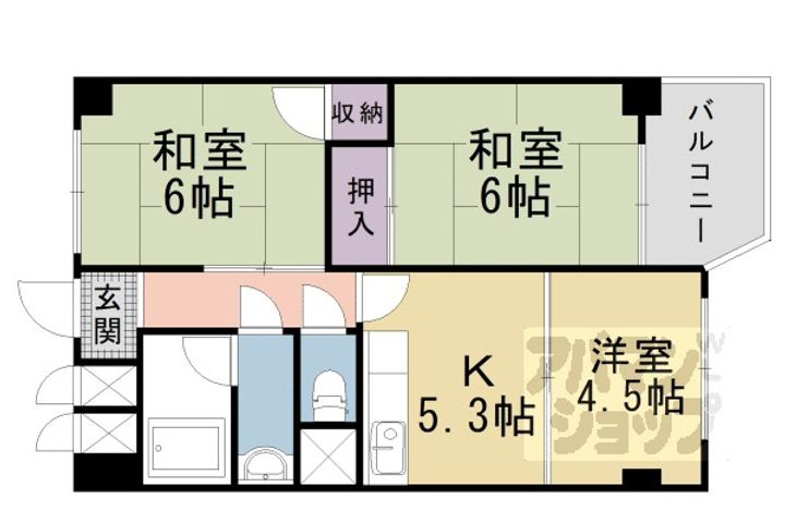 プルーリオン勧修寺508の間取り