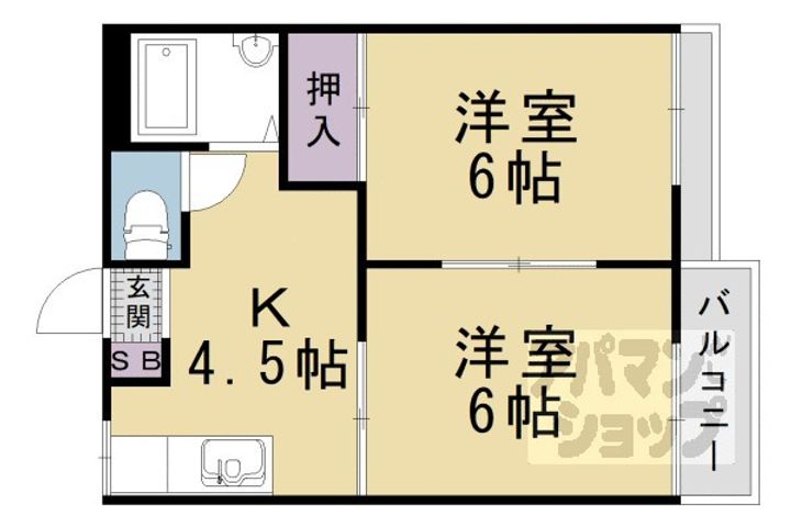 ドミール厨子奥 B棟202の間取り