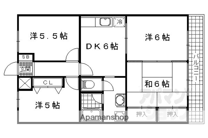 サンハイツ南志賀301の間取り