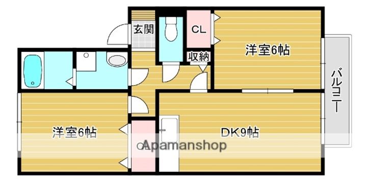 京都府宇治市宇治妙楽の賃貸アパート202の間取り