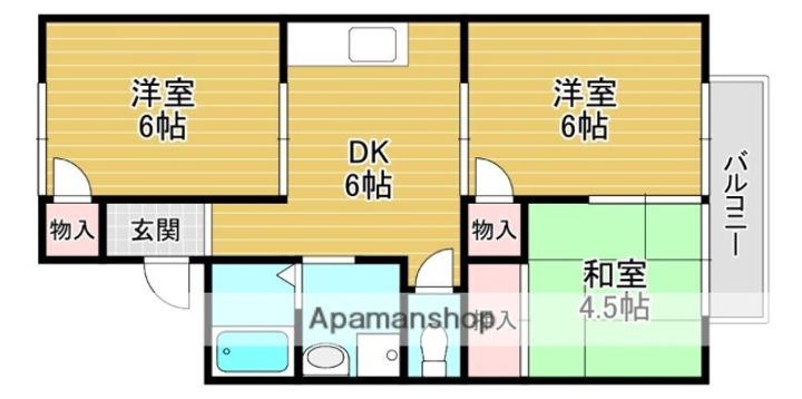 京都府城陽市水主塚ノ木の賃貸アパート103の間取り