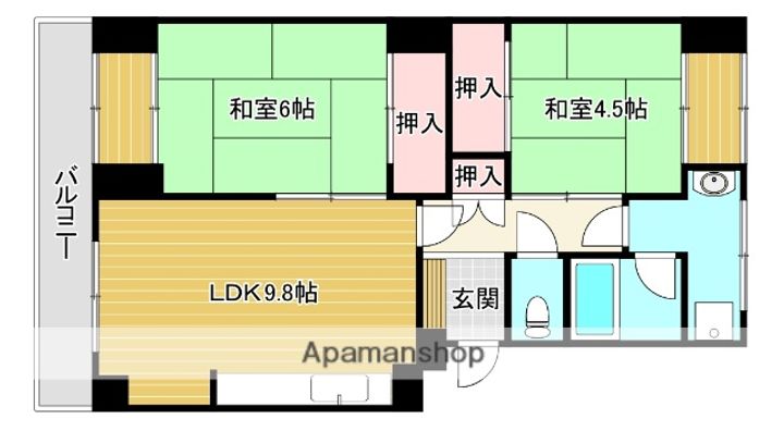 京都府城陽市寺田東ノ口の賃貸マンション201の間取り