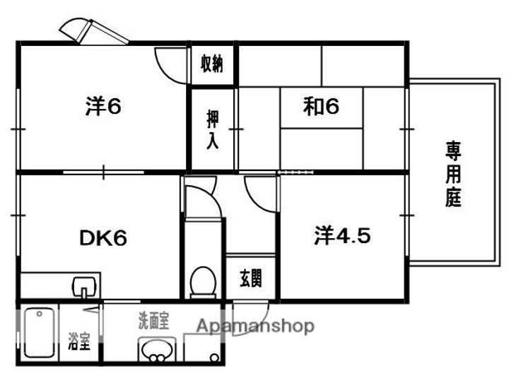 京都府木津川市兜台6丁目の賃貸アパート101の間取り