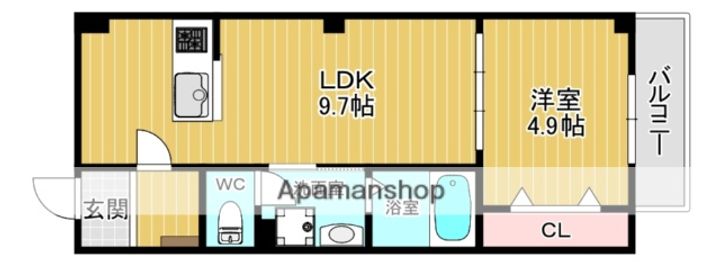 京都府城陽市平川古宮の賃貸マンション304の間取り