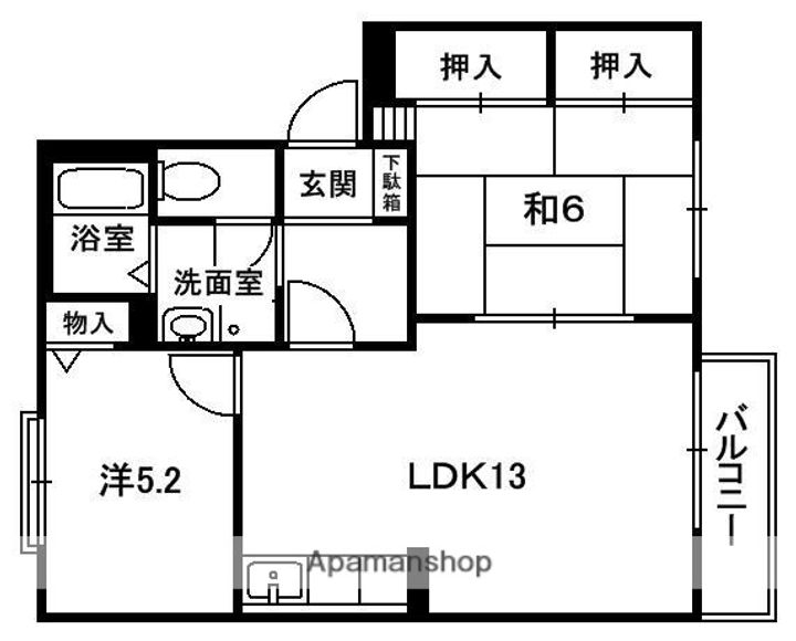 京都府木津川市木津川原田の賃貸アパート201の間取り