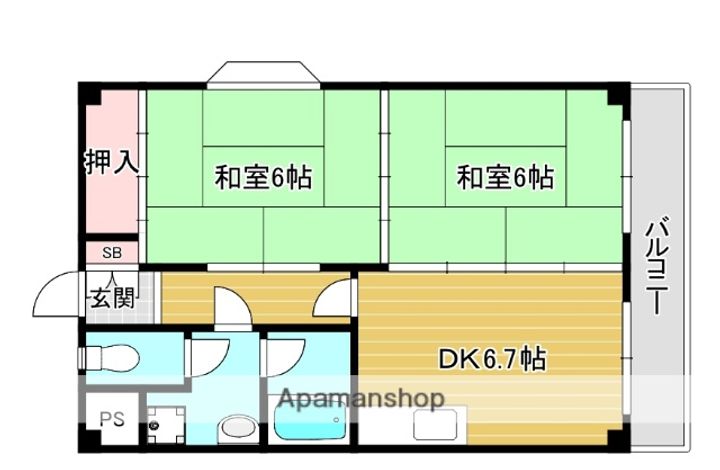 京都府城陽市平川古宮の賃貸マンション301の間取り