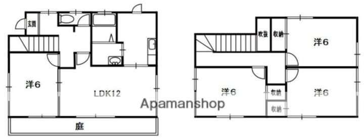 京都府京田辺市興戸北落延(一戸建)の賃貸物件の間取り