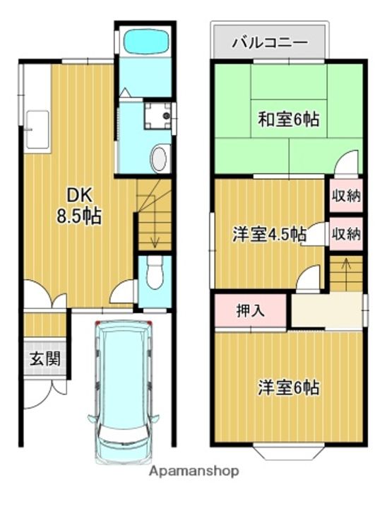 京都府城陽市枇杷庄鹿背田(一戸建)の賃貸物件の間取り