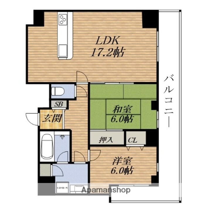 大阪府吹田市片山町1丁目の賃貸マンションの間取り