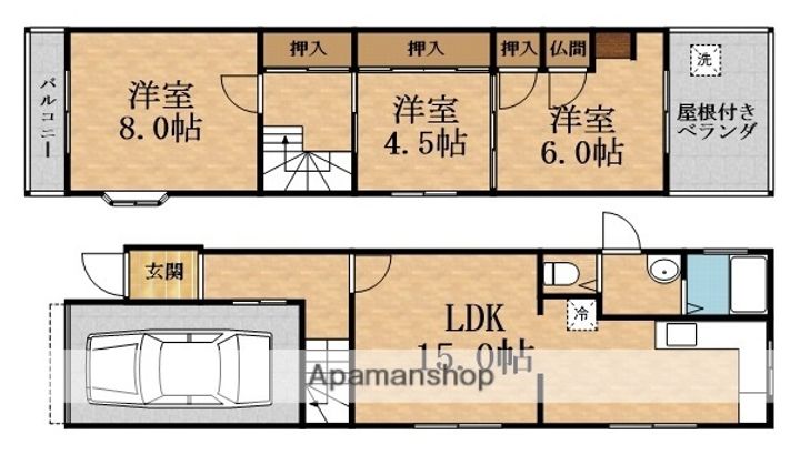 大阪府大阪市都島区高倉町2丁目(一戸建)の賃貸物件の間取り