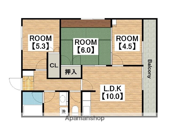 正楽北田ハイツ B棟の間取り