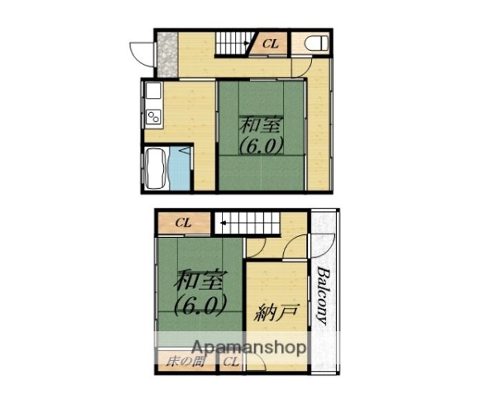 大阪府堺市北区常磐町2丁(一戸建)の賃貸物件の間取り