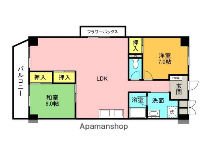大阪府枚方市田口4丁目の賃貸マンションの間取り