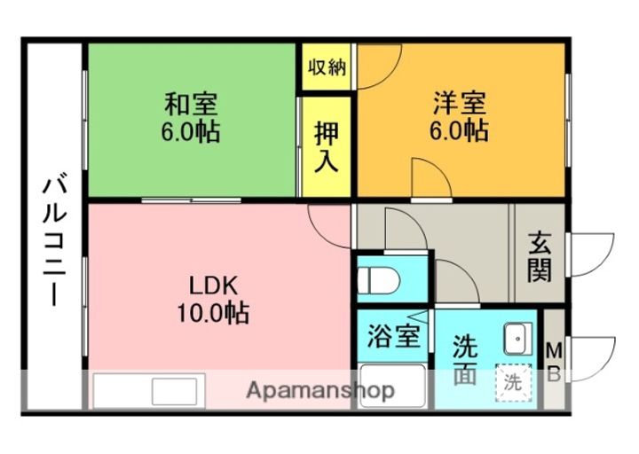 シャルム岡本102の間取り