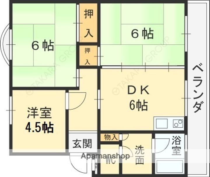 旭ハイツ102の間取り