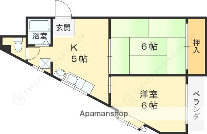 大阪府寝屋川市黒原旭町の賃貸マンションの間取り