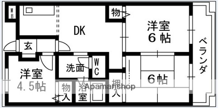 大阪府寝屋川市川勝町の賃貸マンションの間取り