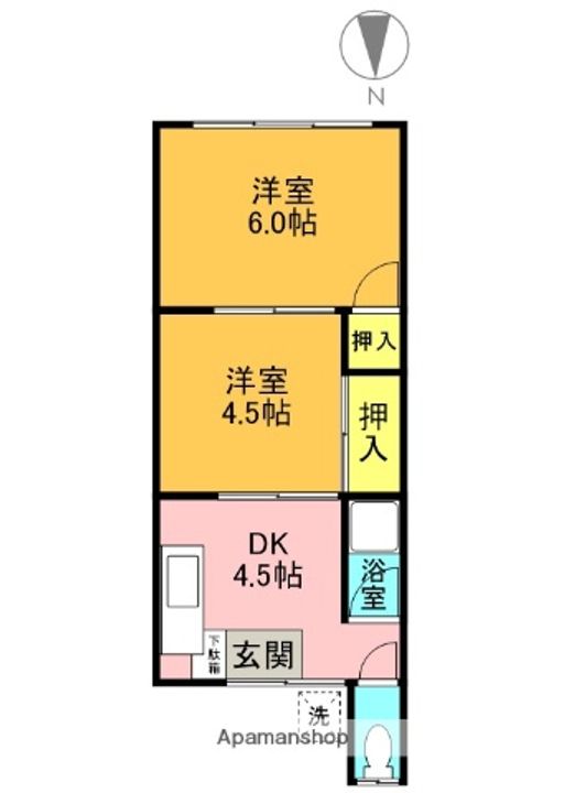 大阪府寝屋川市緑町の賃貸マンション3Bの間取り