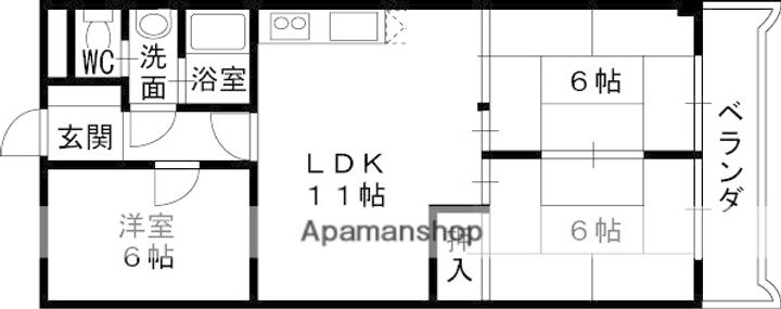 大阪府枚方市養父元町の賃貸マンションの間取り