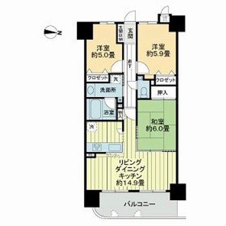 ライオンズマンション北梅田0307の間取り