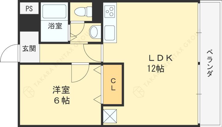 大阪府四條畷市江瀬美町の賃貸マンションの間取り