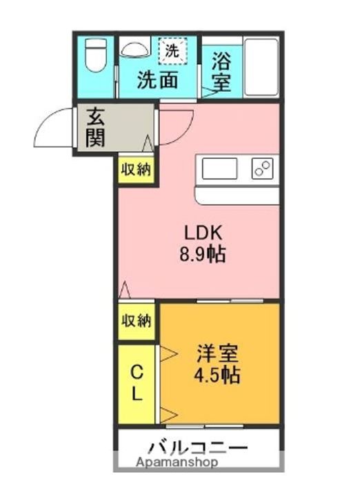 大阪府交野市私部1丁目の賃貸アパート105の間取り