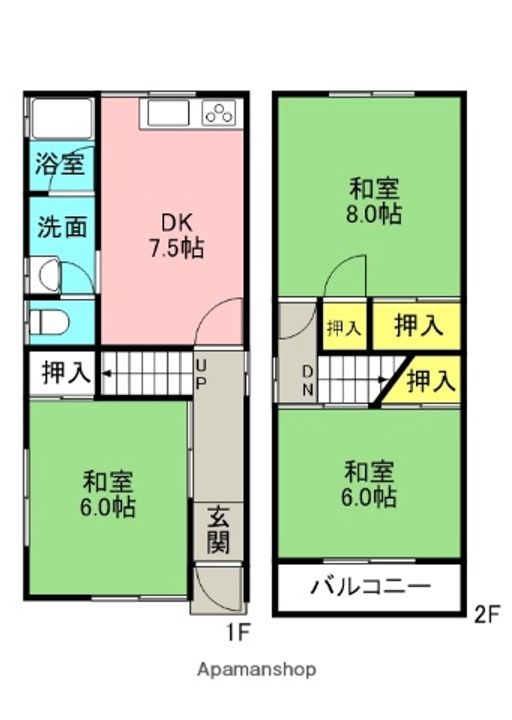 大阪府寝屋川市萱島信和町(一戸建)の賃貸物件戸建ての間取り