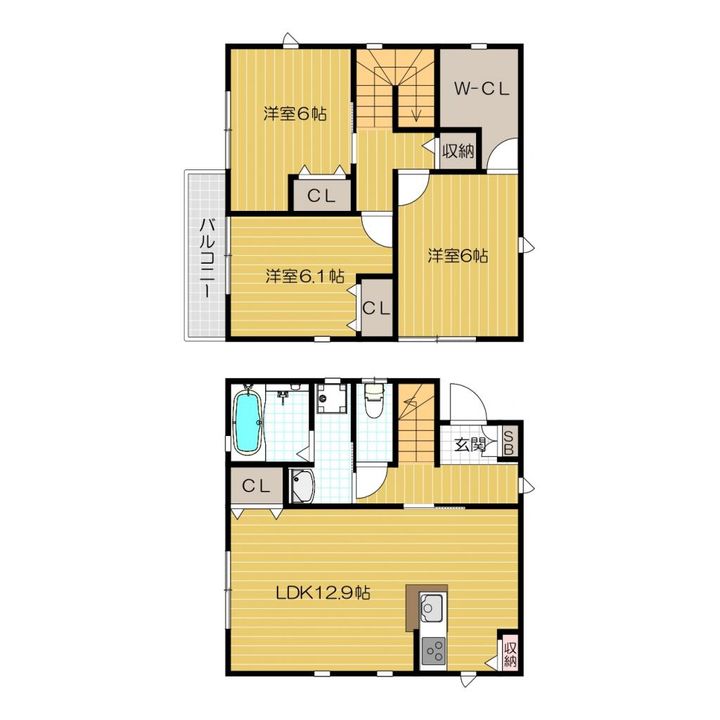 大阪府茨木市西河原2丁目(一戸建)の賃貸物件の間取り