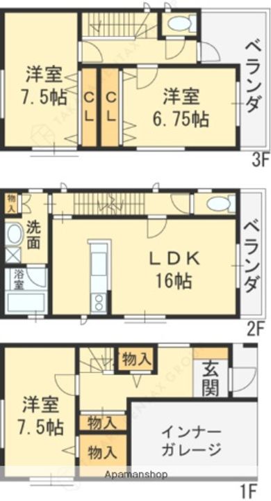 大阪府高槻市津之江町3丁目(一戸建)の賃貸物件の間取り