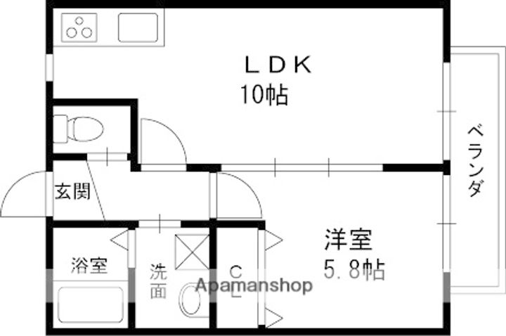大阪府寝屋川市萱島桜園町の賃貸アパートの間取り