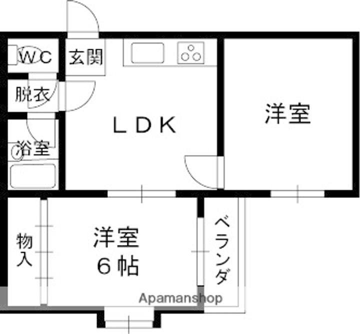 大阪府枚方市出口2丁目の賃貸マンションの間取り