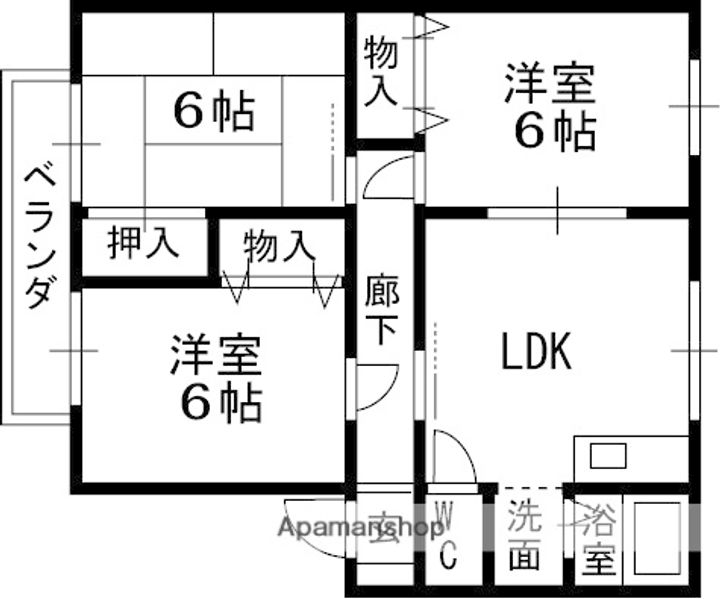 大阪府東大阪市中新開2丁目の賃貸アパートの間取り