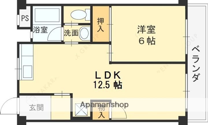 大阪府柏原市国分本町7丁目の賃貸マンションの間取り
