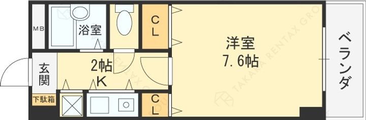 大阪府東大阪市長堂1丁目の賃貸マンションの間取り