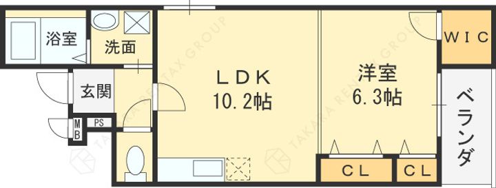 大阪府東大阪市三島1丁目の賃貸アパートの間取り