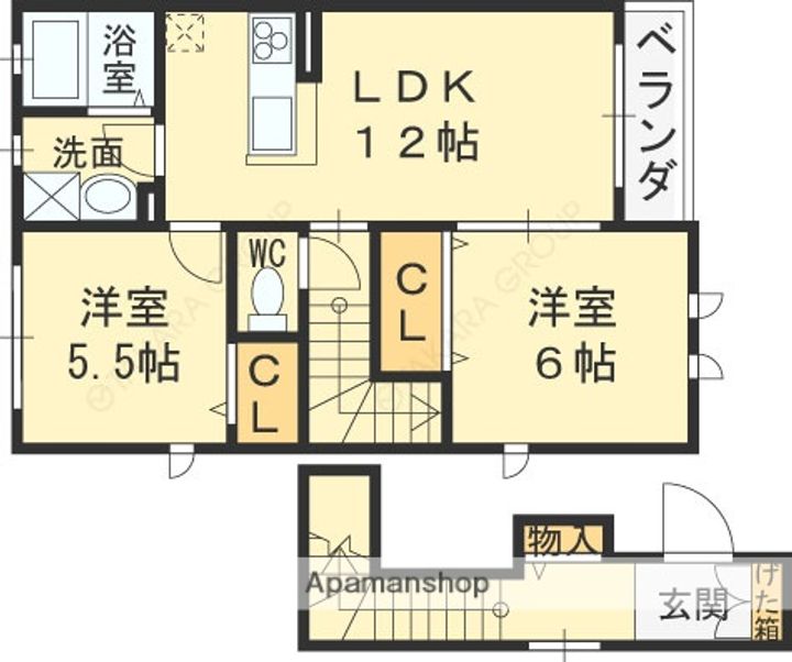 大阪府東大阪市若江本町1丁目の賃貸アパートの間取り