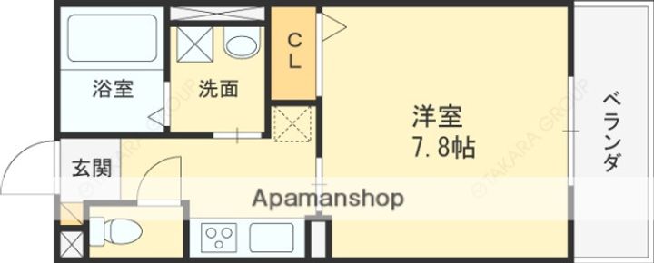 兵庫県芦屋市清水町の賃貸アパートの間取り