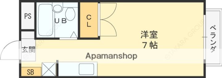 大阪府東大阪市瓢箪山町の賃貸アパートの間取り