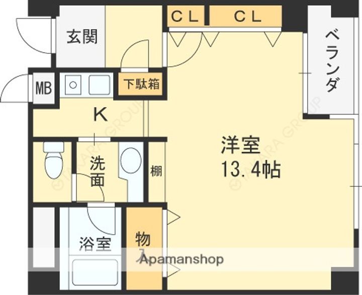 兵庫県芦屋市平田北町の賃貸マンションの間取り