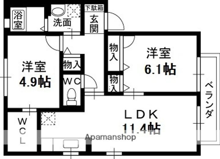 大阪府堺市中区田園の賃貸アパートの間取り