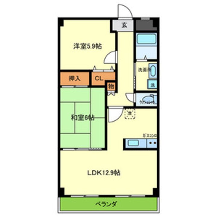 大阪府大阪市平野区瓜破東2丁目の賃貸マンションの間取り