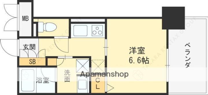 兵庫県西宮市高松町の賃貸マンションの間取り